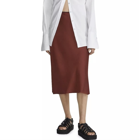 NWT Rag & Bone Jaci Mahogony Midi Skirt Size 0 - Picture 2 of 6